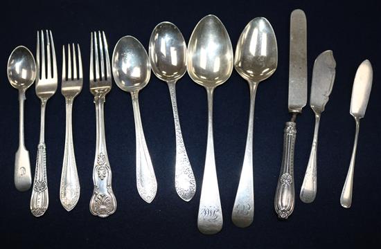 Assorted silver cutlery.